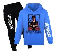 Suyaluoi Sweats à Capuche pour Enfants de la série télévisée américaine Addams - 2 pièces - pour garçons et Filles, Bleu, 11-12 Ans