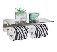 Suyar Porte-papier toilette double avec étagère, en acier inoxydable SUS 304, nickel brossé