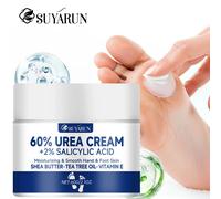 SUYARUN Crème pour les pieds à l'urée 60 % pour talons craquelés et peau sèche - Traitement hydratant intensif, dissolvant de callosités, soin des pieds diabétiques. 100g