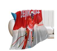 SUYEKON Lara GUT BEHRAMI Poster d'athlète suisse (2) - Couverture en flanelle pour canapé, sofa, 300 g/m², décoration pour chambre à coucher, pour toutes saisons, 127 x 152,4 cm