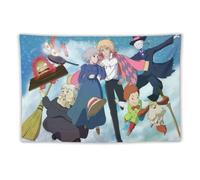 SUYEKON Miyazaki Hayao Poster de dessin animé Hurl S Château en mouvement Tapisserie murale Art mural Impression photo à suspendre Idée cadeau Décoration d'intérieur Œuvres d'art 152,4 x 228,6 cm