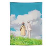 SUYEKON Miyazaki Hayao Poster de dessin animé The Wind Rises Join Hands Tapisserie murale en rouleau Art Peinture Décoration de chambre à coucher 152,4 x 203,2 cm