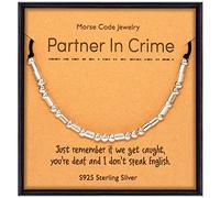Suyi Meilleur Ami Cadeaux Pour Les Femmes Son Bracelet De Code Morse D'amitié Pour Meilleur Ami BFF Soeur Bracelet De Perles En Argent Sterling Pour La Journée De Galentine Partner in Crime