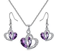 Suyi Parures De Bijoux Pour Femmes Parure Collier Boucles D'oreilles Zirconia Cubique Bijoux Pour Mariage De Mariée Purple