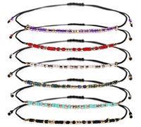 Suyi Perle de rocaille Bracelet chaîne 6 Pcs Amitié Bracelet Réglable Tresse À La Main Strand Bracelet Cadeaux pour Femmes Filles Set1