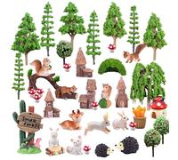 Suynauetev 42 Pièces Modèle Arbres Arbre Maquette Animaux Miniature Figurine Animaux de la Foret pour DIY
