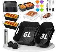 Suyoo Accessoires pour friteuse à air chaud Philips Dual Basket Airfryer 3000 Series 6L/3L - NA350 - Kit d'accessoires de moule en silicone - 23 pièces de bavures de cuisson, moules de cuisson au goût