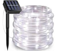 Suyoo Guirlande lumineuse solaire d'extérieur étanche à 12 m 100 LED 8 modes pour jardin, fête de mariage, décorations de Noël (blanc)