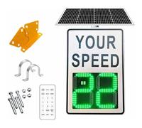 SUYUDD Afficheur Vitesse Radar Moniteur Vitesse Solaire 50x70 Cm/60x80 Cm Panneau LED Alimenté Énergie Solaire Détection Précise Signal Avertissement Limite pour Routes Urbaines Voies Rapides