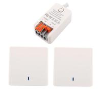 SUYUKUFU interrupteur sans fil, 220V 90V-250V 16A Panneau mural interrupteur va et vient sans fil Avec connecteur electrique 433Mhz radio d'éclairage télécommandé portée (Blanc)