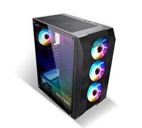 SUZA INT L FRANCE A8003RA Boîtier PC Gaming ATX, Verre Trempé, 4 Ventilateurs ARGB 120 mm, USB 3.0, Noir