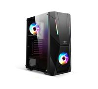SUZA INT L FRANCE Boîtier PC Gaming ATX/mATX, Panneau Verre Trempé, 2 Ventilateurs RGB 120mm, Design Nid d'abeille, Noir