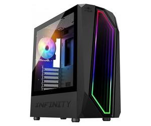 Suza Spirit of Gamer INFINITY - Medium tower - ATX - panneau latéral fenêtré (acrylique) - pas d'alimentation (ATX / EPS) - foncé - USB/Audio/Mic