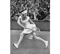 Suzanne Lenglen sur le terrain en 1926 - Cadre galerie noir - 63x47