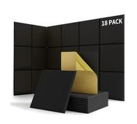 suzao Lot de 18 Panneaux Acoustiques Autocollants Mousse Acoustiques, Densité 213 kg/m³, NRC 0,90, 100% Fibre de Polyester, Mousse Anti Bruit Mural pour Décoration de Jeux, Bureaux, Studios
