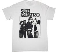 Suzi Quatro Suzi Quatro'73 Hard Rock The Pleasure Seekers New White T-Shirt Manches Courtes(3X-Large)