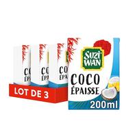 Suzi Wan Crème de Coco Lot de 3-3x200ml | Lot de 3 briques de crème de coco de 200ml pour enrichir vos sauces d'Asie.