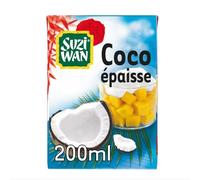 SUZI WAN - Crème de coco riche et onctueuse, saveur exotique idéale pour vos recettes (Brique 200 ml) - Lot de 4 - vendu par Lot