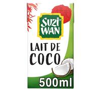 Suzi Wan Lait de Coco 500ml | Lait de coco doux et onctueux en brique de 500ml, idéal pour vos curries et desserts exotiques.