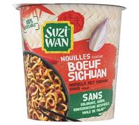 Suzi Wan - Nouilles en Pot Saveur Boeuf Sichuan - Délicieuse préparation de 65g pour un repas rapide et savoureux - Lot De 6