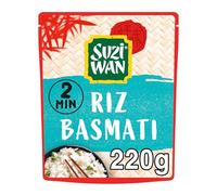 SUZI WAN - Riz Basmati Micro-Ondable - Prêt en 2 Minutes au Micro-Ondes ou 3 Minutes à la Poêle - la boite de 220g - Le Lot De 4
