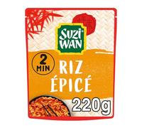 SUZI WAN - Riz Épicé poivron rouge, purée de piment rouge - Micro-Ondable - Prêt en 2 Minutes · Idéal pour combler toutes vos envies de cuisine asiatique rapidement - la boite de 220g - Le Lot De 4