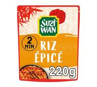 SUZI WAN - Riz Épicé Prêt en Micro-ondes, Saveur Intense et Texture Parfaite (Boîte 220g) - lot de 4 - Vendu par Lot