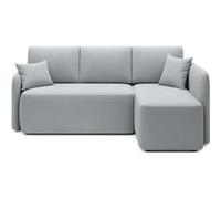 Suzie - canapé d'angle droit 4 places convertible avec coffre en velours - Gris clair