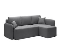 Suzie - canapé d'angle droit 4 places convertible avec coffre en velours - Gris foncé Gris foncé