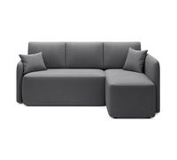 Suzie - canapé d'angle droit 4 places convertible avec coffre en velours - Gris foncé Gris foncé
