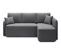 Suzie - canapé d'angle droit 4 places convertible avec coffre en velours - Gris foncé Gris foncé