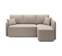Suzie - canapé d'angle droit 4 places convertible avec coffre en velours - Taupe Taupe