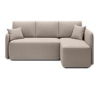 Suzie - canapé d'angle droit 4 places convertible avec coffre en velours - Taupe Taupe