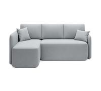 Suzie - canapé d'angle gauche 4 places convertible avec coffre en velours - Gris clair