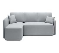 Suzie - canapé d'angle gauche 4 places convertible avec coffre en velours - Gris clair