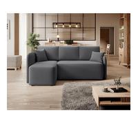 Suzie - canapé d'angle gauche 4 places convertible avec coffre en velours - Gris foncé