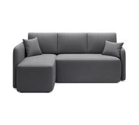 Suzie - canapé d'angle gauche 4 places convertible avec coffre en velours - Gris foncé
