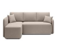 Suzie - canapé d'angle gauche 4 places convertible avec coffre en velours - Taupe Taupe