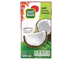 SUZIWAN Lait de Coco 500 ml, Pack de 12