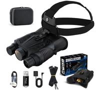 SUZLAZYR Lunettes de vision nocturne montées sur la tête, jumelles de vision nocturne en couleur 2,5 K pour adultes, enregistrement photo et vidéo activées par application, fonction GPS, zoom