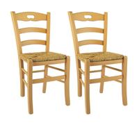 Lot de 2 chaise en bois massif non empilable non pliable interieur H. 88 cm naturel