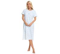 Suzy & Me Chemise de nuit à manches courtes 100 % coton imprimé papillon Cerise, bleu marine, lilas ou corail. Tailles 36-38, 40-42, 44-46, 48-50, 52, 54-56, 58-58, aqua, 48-50