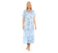 Suzy & Me Chemise de Nuit Longue en Jersey Doux au Toucher de Luxe pour Femme. Tailles 38-60 (Bleu Fleuri 42-44)