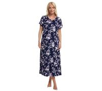 Suzy & Me Chemise de nuit longue en jersey doux au toucher pour femme, Bleu marine Floral, 42-44