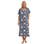 Suzy & Me Chemise de Nuit Longue en Jersey Grande Taille pour Femme en 7 imprimés (Gris Floral 58-60)