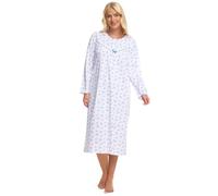 Suzy & Me Ladies Long Sleeved 100% Cotton Jersey Butterfly Print Nightdress. Plum, Navy, 8-10 12-14 16-18 20-22 24-27 (Sarcelle 40-42)