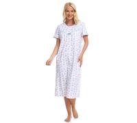 Suzy & Me Nuisette à Manches Courtes pour Femme 100% Jersey de Coton Motif Papillons Cerise, Bleu Marine, Lilas ou Corail Tailles 36-38 40-42 44-46 48-52, Bleu Sarcelle, 52-54