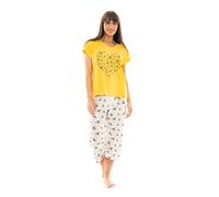 Suzy & Me Pyjama à Manches Courtes en Jersey 100% Coton pour Femme Motif Animal, Papillon, Ours et cœur (Abeille 44-46)