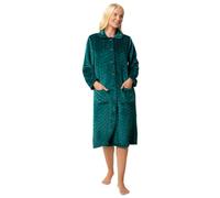 Suzy & Me Robe de chambre en polaire douce gaufrée boutonnée pour femme, vert forêt, 56-58