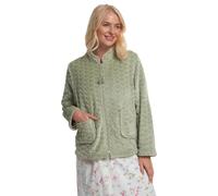 Suzy & Me Veste de lit zippée en relief pour femme Motif cœur, sauge, 40-42